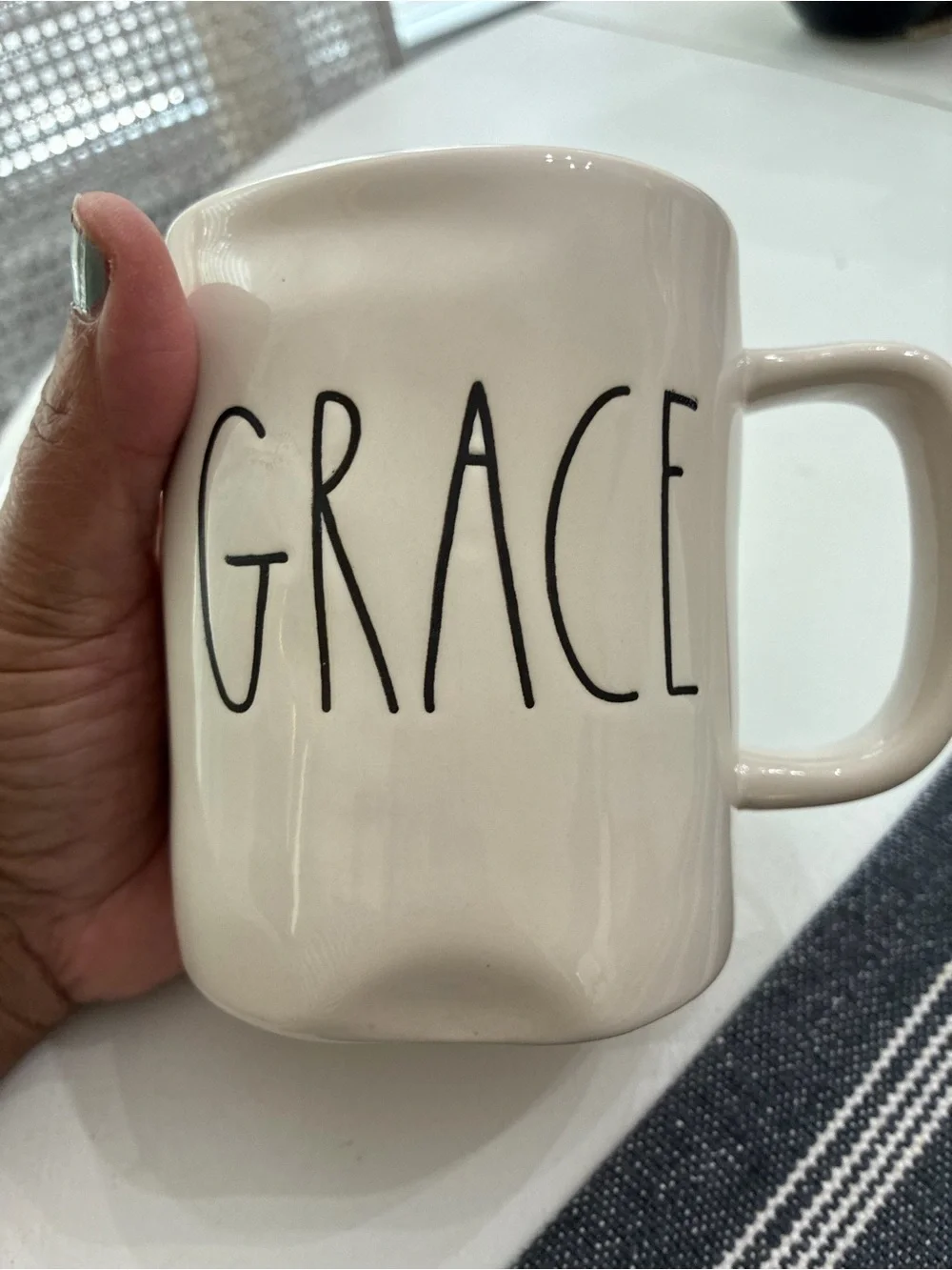 Rae Dunn Grace Ceramic Coffee Mug - Cream